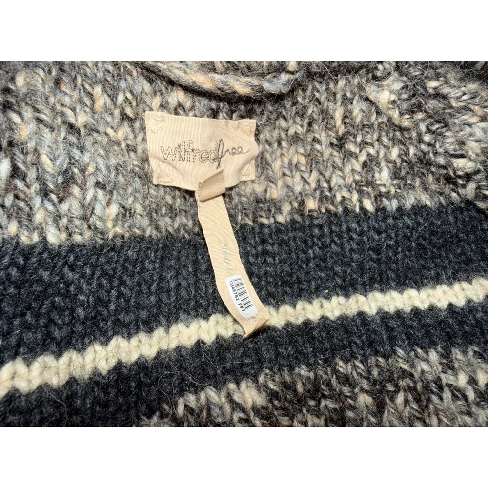 Wilfred Free Aritzia Shawl Collar Zip Cardigan Sweater Grey Striped Alpaca Wool - Picture 8 of 11